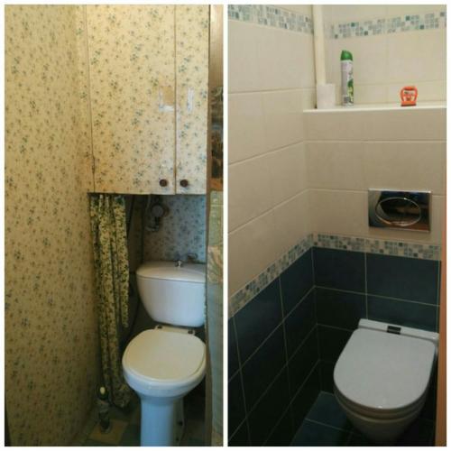 Начали ремонт в квартире с ванной и туалета, фото до и после. 02