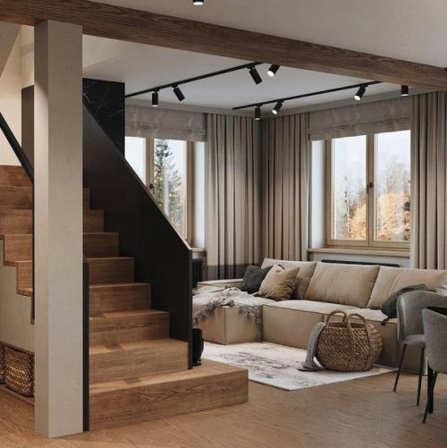 Сдержанный и контрастный интерьер дома с кучей важных и продуманных деталей. 02