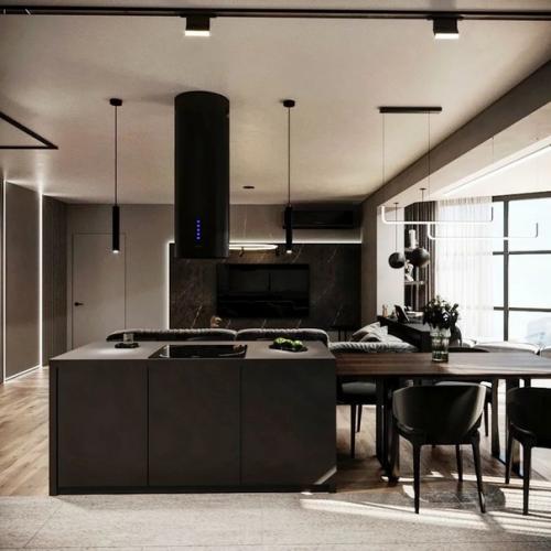 Дизайн кухни - гостиной, площадью - 30 кв. 06