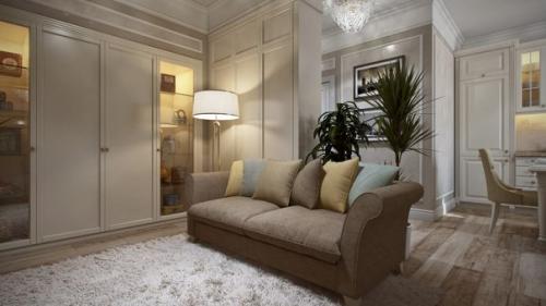 Дизайн интерьера квартиры в классическом стиле, общей площадью 42 кв. 03