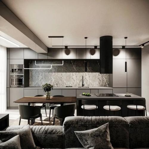 Дизайн кухни - гостиной, площадью - 30 кв. 07