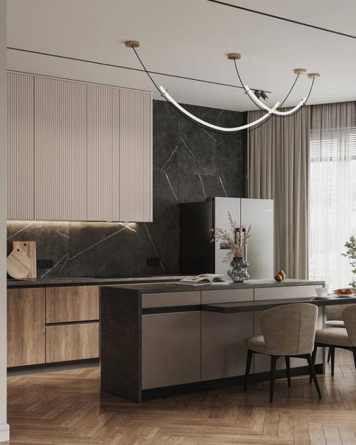 Интерьер кухни - гостиной в современном стиле. 08