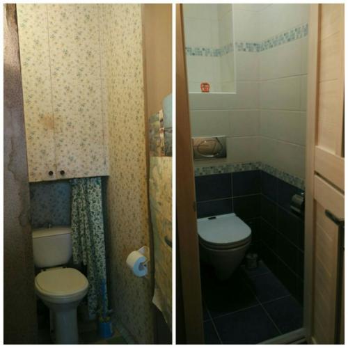 Начали ремонт в квартире с ванной и туалета, фото до и после. 01