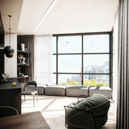 Дизайн кухни - гостиной, площадью - 30 кв. 05