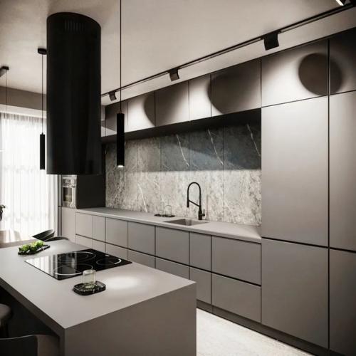 Дизайн кухни - гостиной, площадью - 30 кв. 04