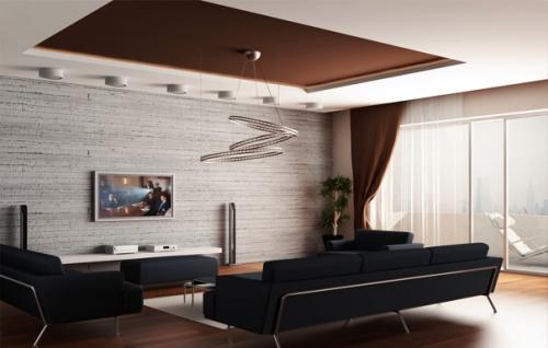 Потолок в гостиной: лучшие идеи и новинки. 07