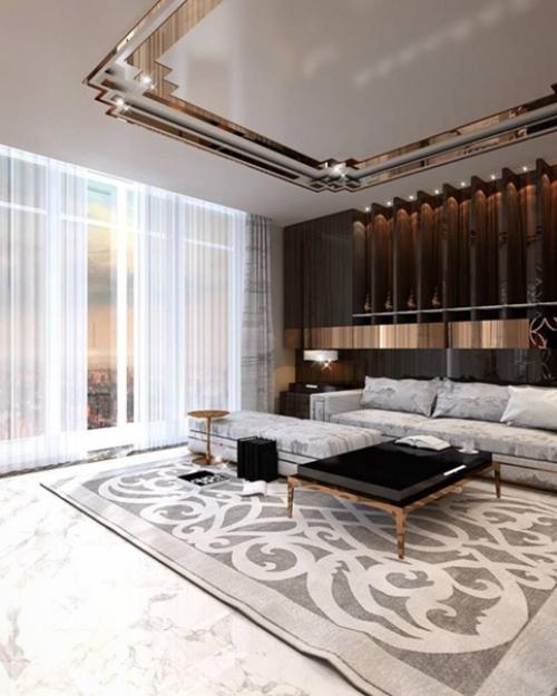 Потолок в гостиной: лучшие идеи и новинки. 01