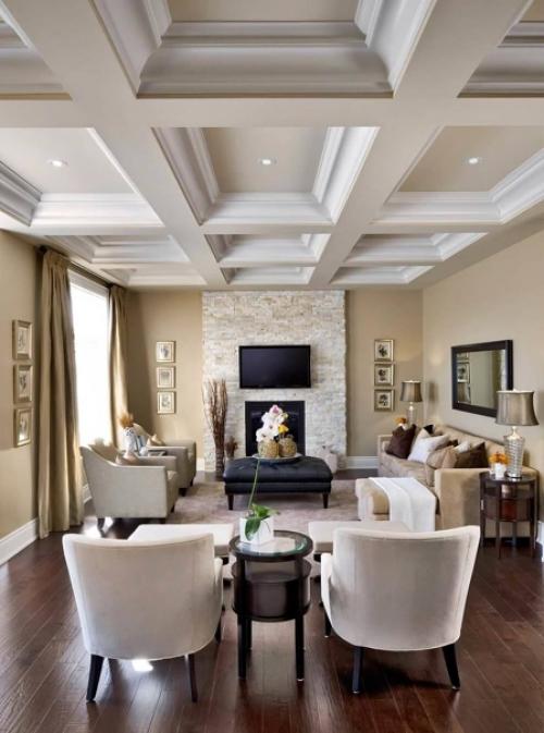 Потолок в гостиной: лучшие идеи и новинки. 04