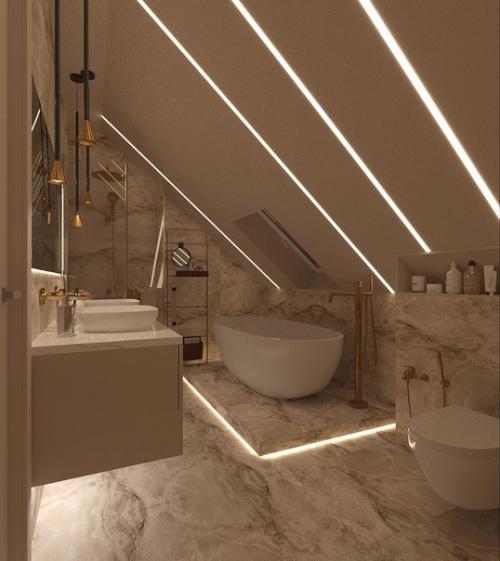 Школа ремонта.  Ванная комната в мансарде. 04