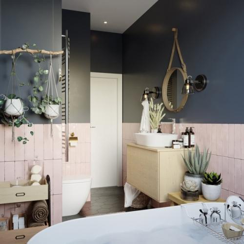 Трехкомнатная квартира с окном в ванной и кухонным островом. 08