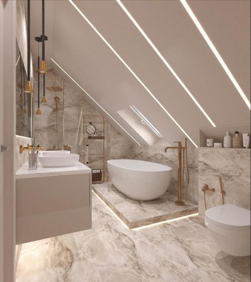 Школа ремонта.  Ванная комната в мансарде. 03