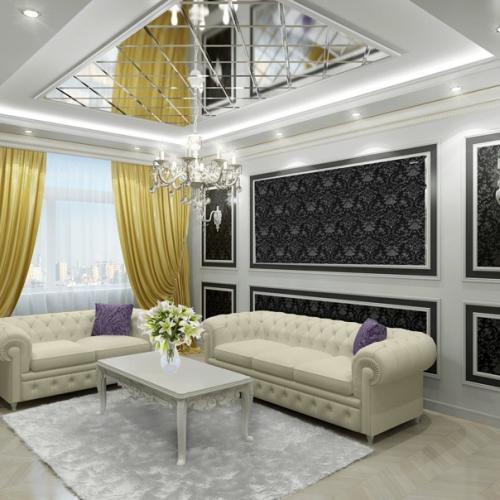 Потолок в гостиной: лучшие идеи и новинки. 09