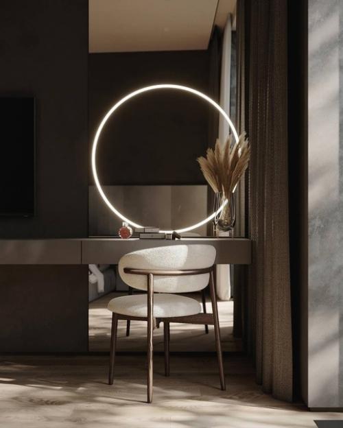 Интерьер спальни в загородном доме в тёмных тонах. 06