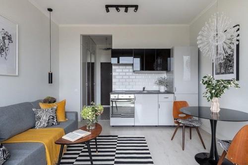 Квартира 25 м 2 в стиле mid - Century. 01