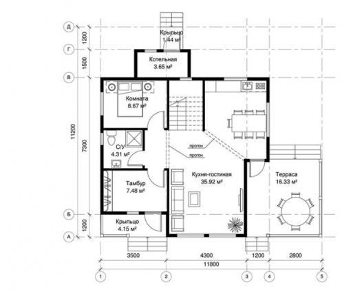 Неплохие по размерам комнаты, но планировка 1 этажа на мой взгляд не совсем удачная. 03