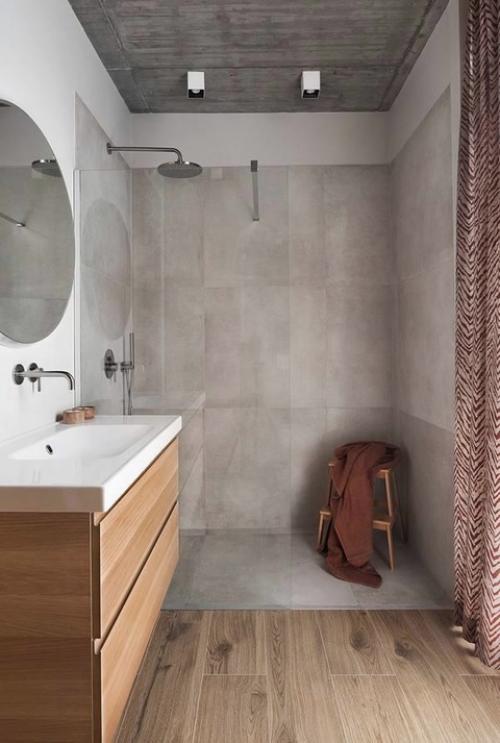 Загородный дом.  Интерьер, в котором бетон и кирпич без отделки соседствуют с минималистской мебелью и уютным текстилем. 06