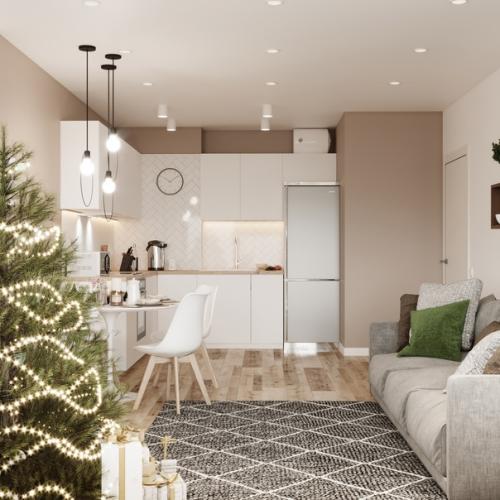 Кухня - гостиная для молодой семьи в городе Новосибирске. 03