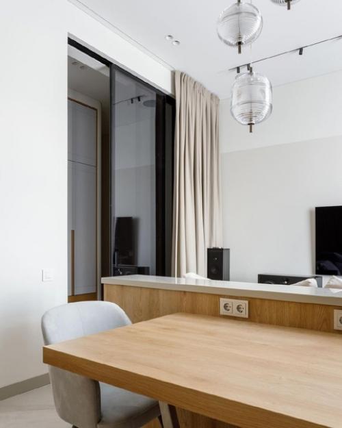 Светлый интерьер кухни - гостиной. 03