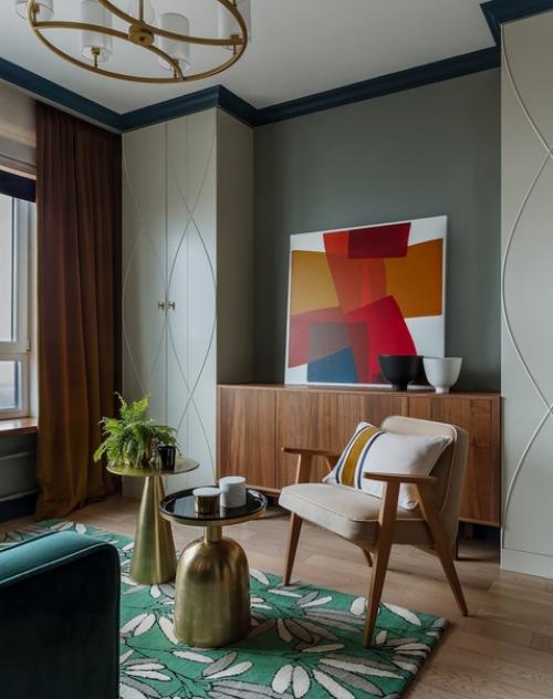 Пример удачного размещения трех комнат в двухкомнатной квартире: гостиной, спальни и детской. 01