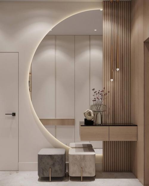 Светлый современный интерьер в бежевых тонах. 01