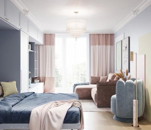 Трехкомнатная квартира в пастельных тонах. 02