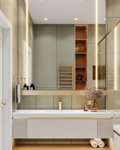 Красивая ванная комната, которая обволакивает своим теплом …. 01