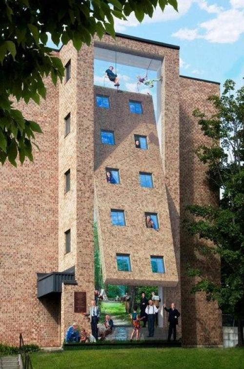 Оптическая иллюзия на стенах зданий или вот каким должен быть стрит - арт;. 01