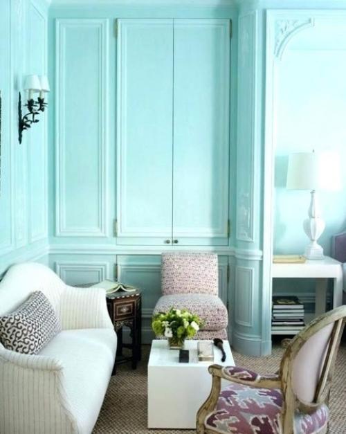 Цвет тиффани можно использовать в интерьере для расстановки акцентов. 06