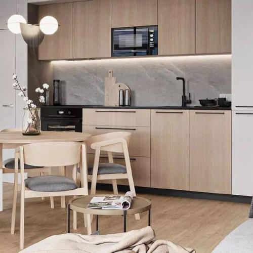 В отделке использованы преимущественно натуральные материалы, а также имитирующие их по фактуре и цвету. 04