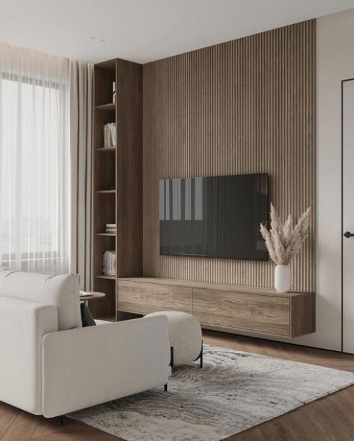 Светлый стильный интерьер кухни - гостиной с приятным сочетанием оттенков. 04