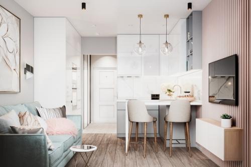 Проект небольшой, но уютной студии. 03