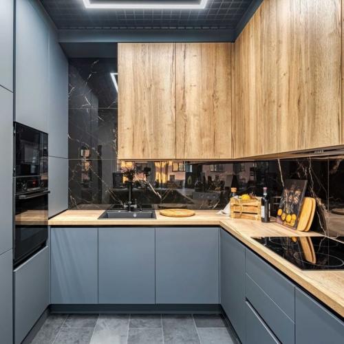 Кухня - гостиная с брутальными материалами. 07