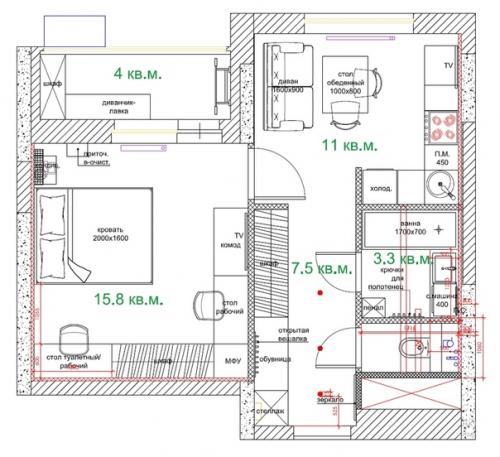 Превосходный проект кухни 11 кв. 06