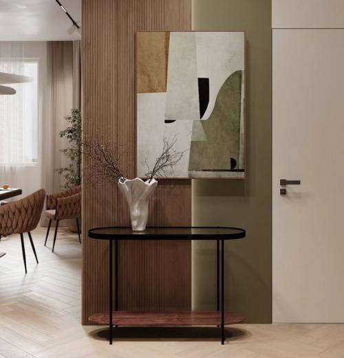 29 кв.  м. кухня - гостиная и коридор в светло-бежевых тонах. 08