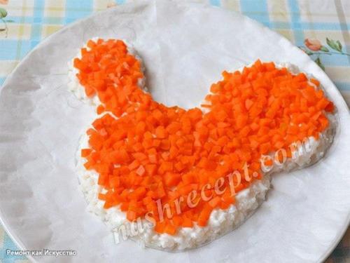 Рецепт новогоднего салата Петушок. 03 Рецепт новогоднего салата Петушок. 03