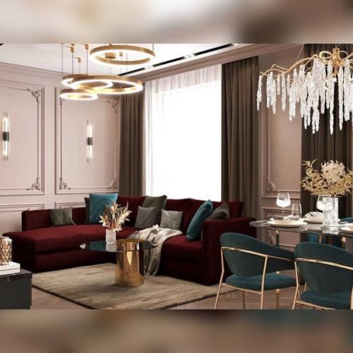 Интерьер зоны кухни - гостиной в квартире площадью 80 m. глубокий, чувственный, создающий атмосферу …. 03