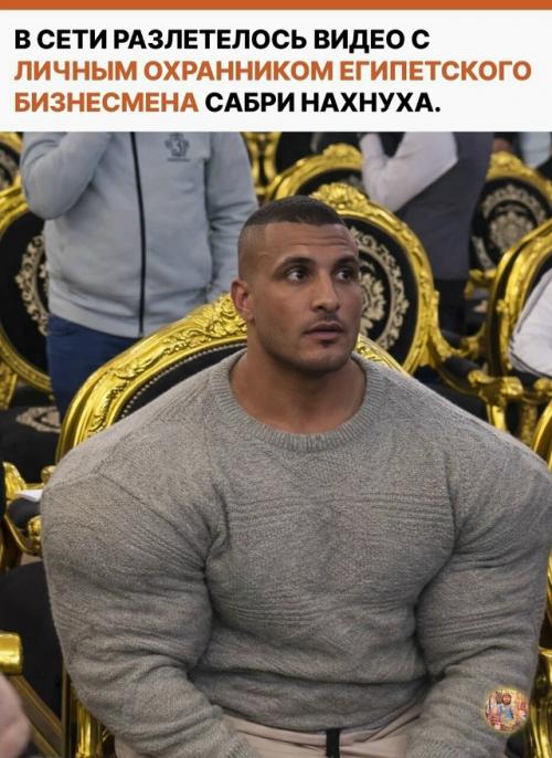 Мужик выглядит настолько нереально накачанным, что будто сошёл с карикатуры про бодибилдеров. 

