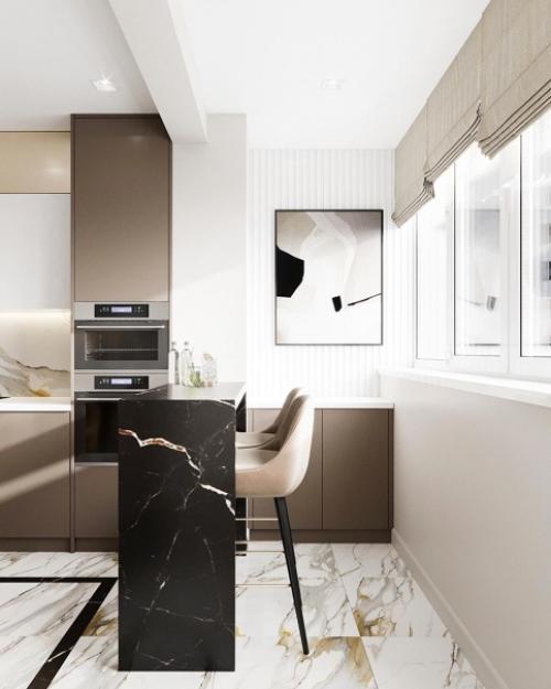 Очень уютный дизайн - проект внушительной по габаритам кухни. 04