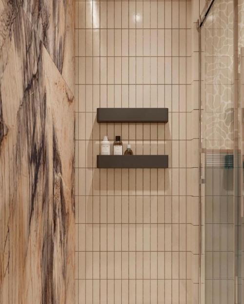 Атмосферный интерьер ванной комнаты в восхитительной цветовой гамме. 07