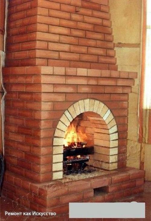 Камины для дома дровяные из кирпича. 02