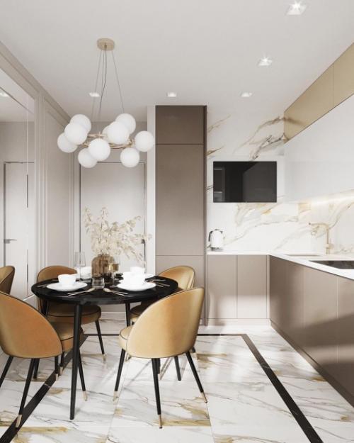 Очень уютный дизайн - проект внушительной по габаритам кухни. 02