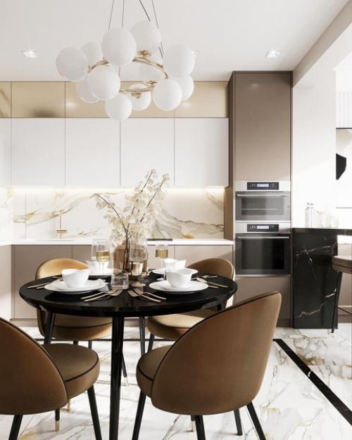 Очень уютный дизайн - проект внушительной по габаритам кухни. 01