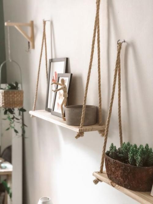 Подвесные полки прибавляют комнате свежий вид, идеально сочетаясь со многими трендовыми стилями: скандинавским, кантри или эко. 01 Подвесные полки прибавляют комнате свежий вид, идеально сочетаясь со многими трендовыми стилями: скандинавским, кантри или эко. 01