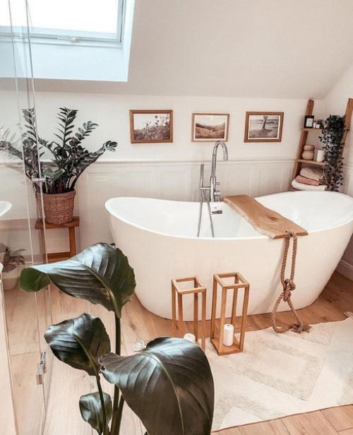 Какая атмосферная и уютная ванная комната в скандинавском стиле. 02