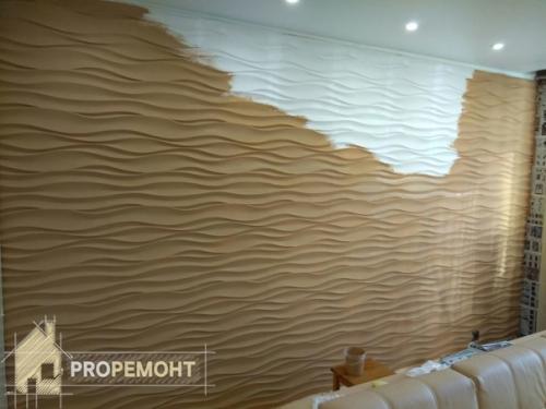 Отделка стены гипсовыми плитами. 04