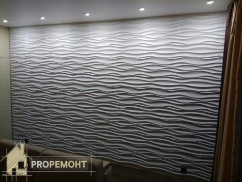 Отделка стены гипсовыми плитами. 03