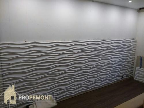 Отделка стены гипсовыми плитами. 06