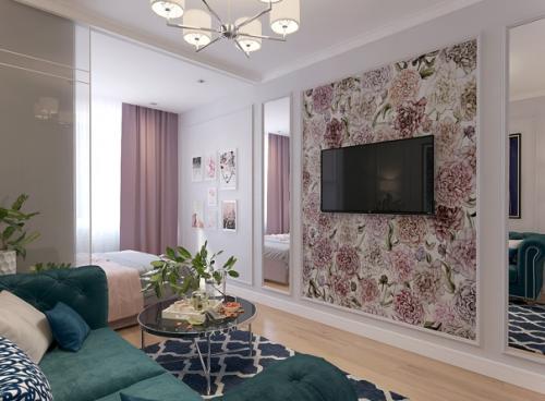 Комната в универсальной цветовой гамме, с преобладанием природных цветов, оттенков и материалов. 03