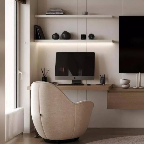 Умеренный дизайн и максимум функциональности - два момента, которых придерживались создавая эту кухню - гостиную. 04