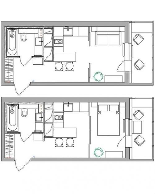 Дизайн - проект квартиры - студии, площадью 28 кв. 09